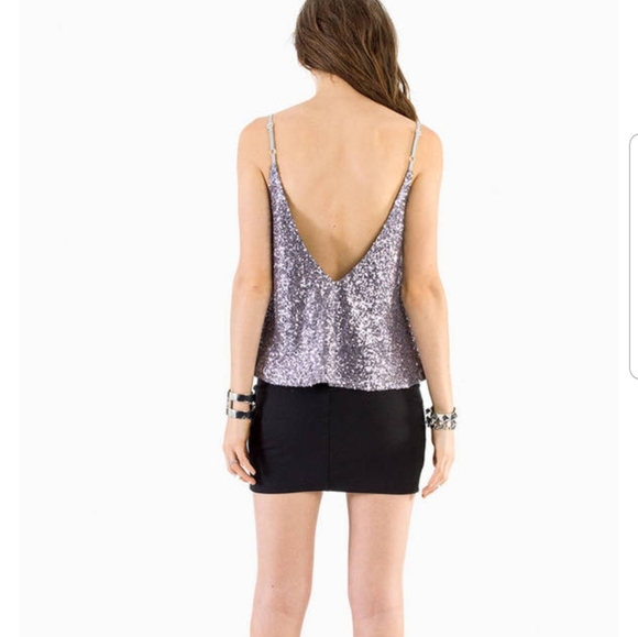 Tobi Shana Silver Sequin Tank Top - Picture 3 of 4